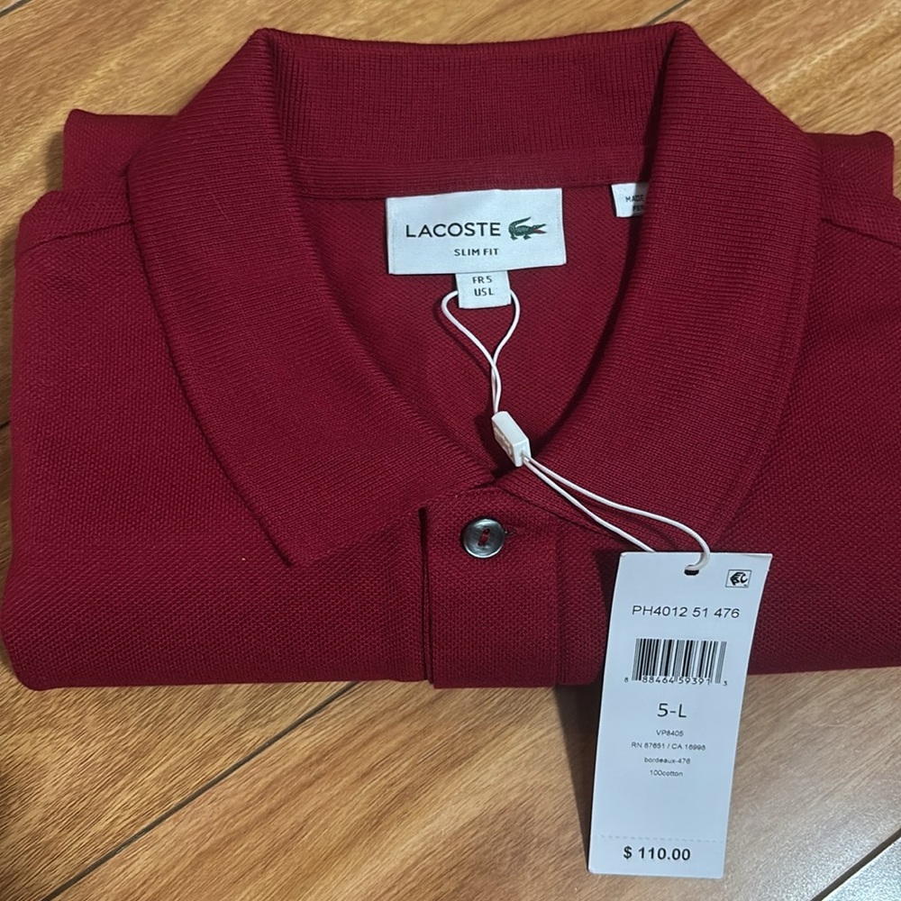 Lacoste Deep Red Polo with Crocodile Logo - Picture 5 of 5
